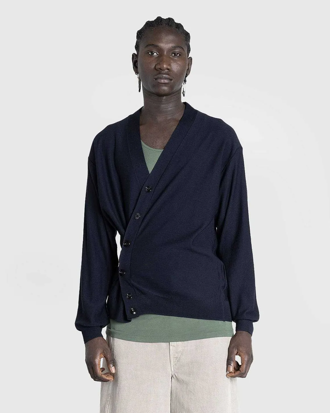 Afslappet Twisted Cardigan Dark Navy