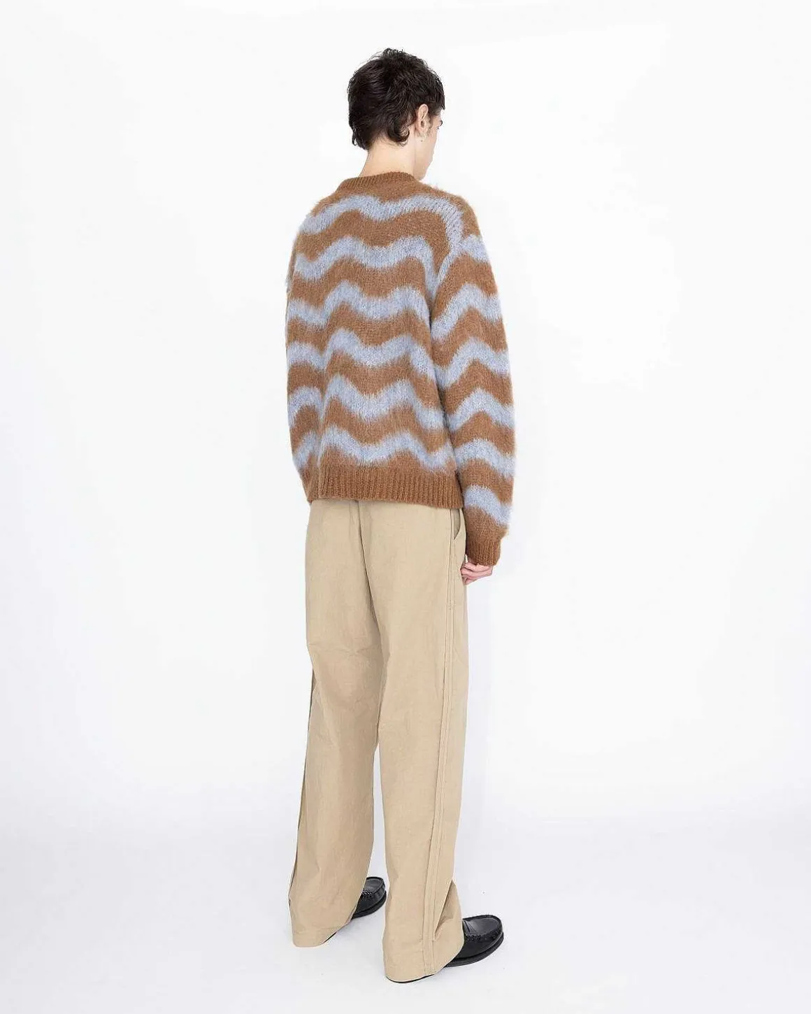 Alpaca Fuzzy Wave Sweater Lysebla/Brun