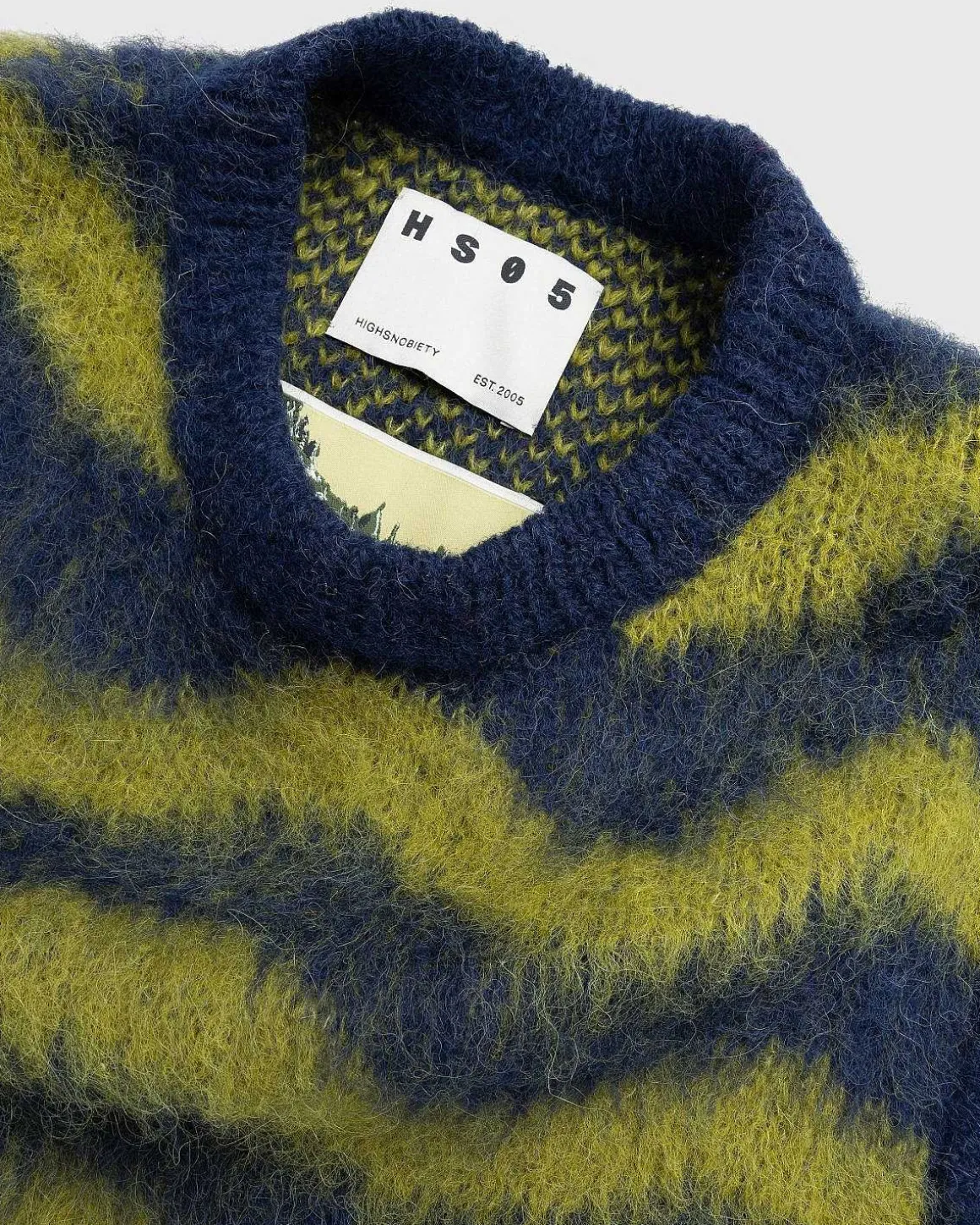 Alpaca Fuzzy Wave Sweater Vest Navy/Olive Gron