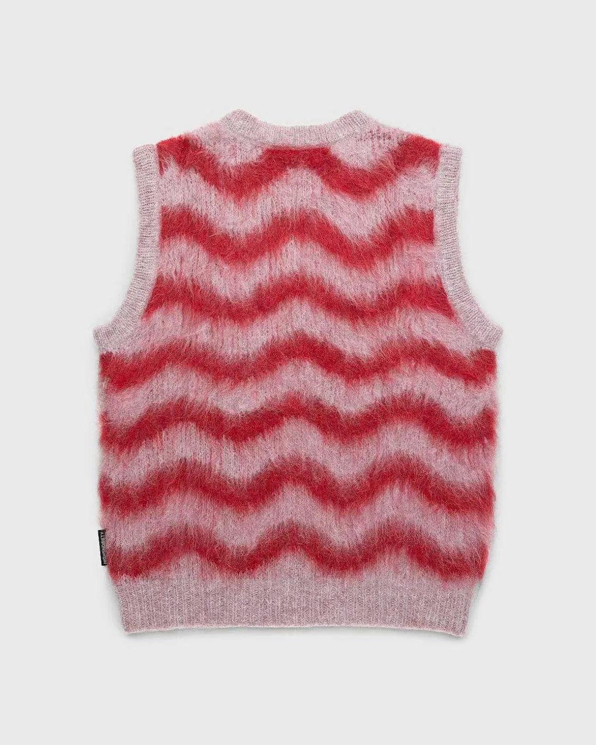 Alpaca Fuzzy Wave Sweater Vest Pale Rose/Red