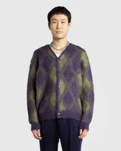 Argyle Mohair Cardigan Lilla