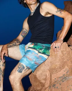 Badeshorts Med Tryk Chambray