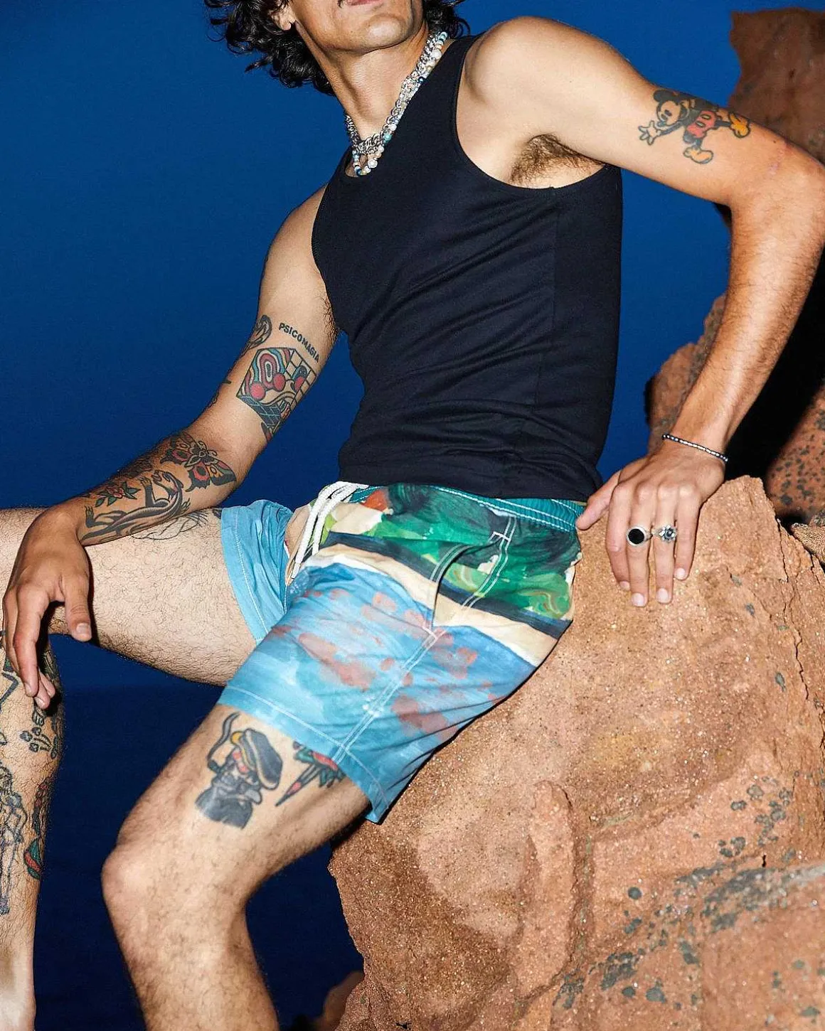Badeshorts Med Tryk Chambray