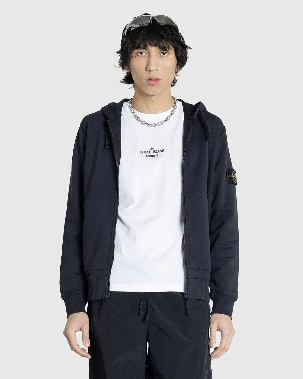 Beklaedningsfarvet Sweatshirt Med Rund Hals, Marinebla