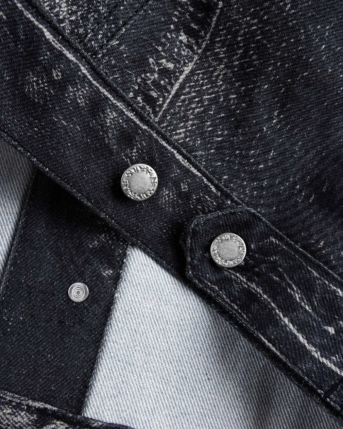 Bolget Denimjakke Sort/Gra