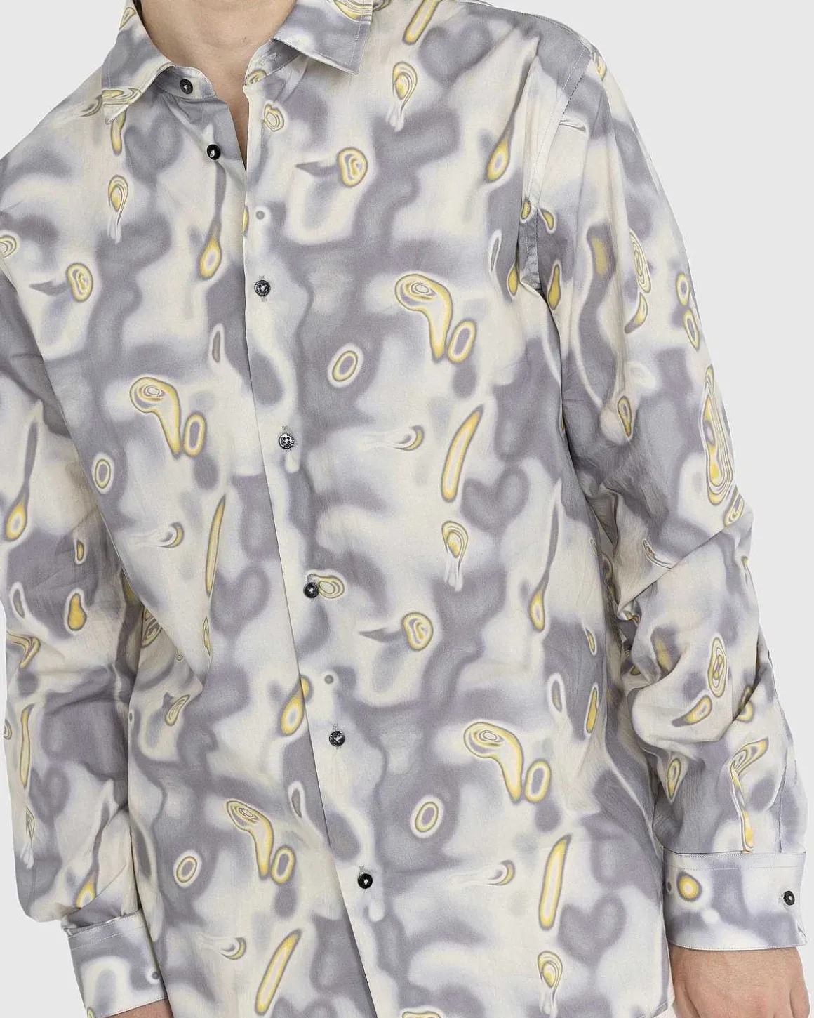 Bomuld Heat Map Print Skjorte Gra
