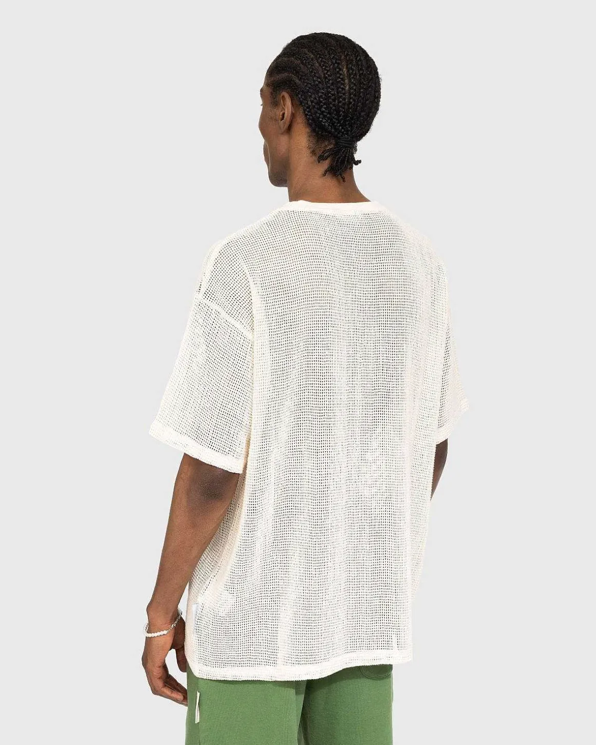 Bomuld Mesh Strik T-Shirt Beige