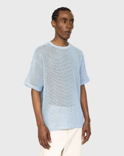 Bomuld Mesh Strik T-Shirt Bla