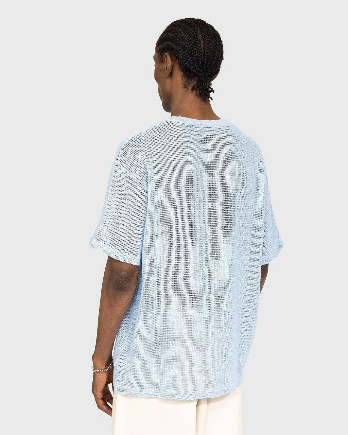 Bomuld Mesh Strik T-Shirt Bla