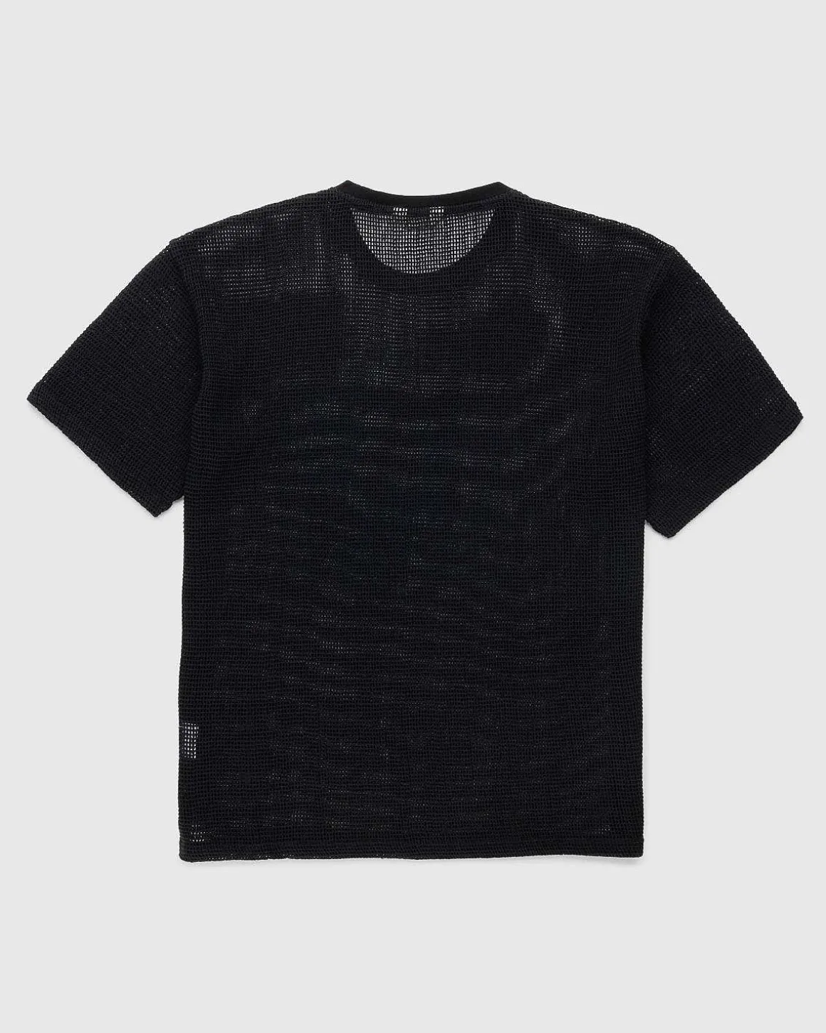 Bomuld Mesh Strik T-Shirt Sort