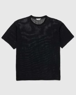 Bomuld Mesh Strik T-Shirt Sort