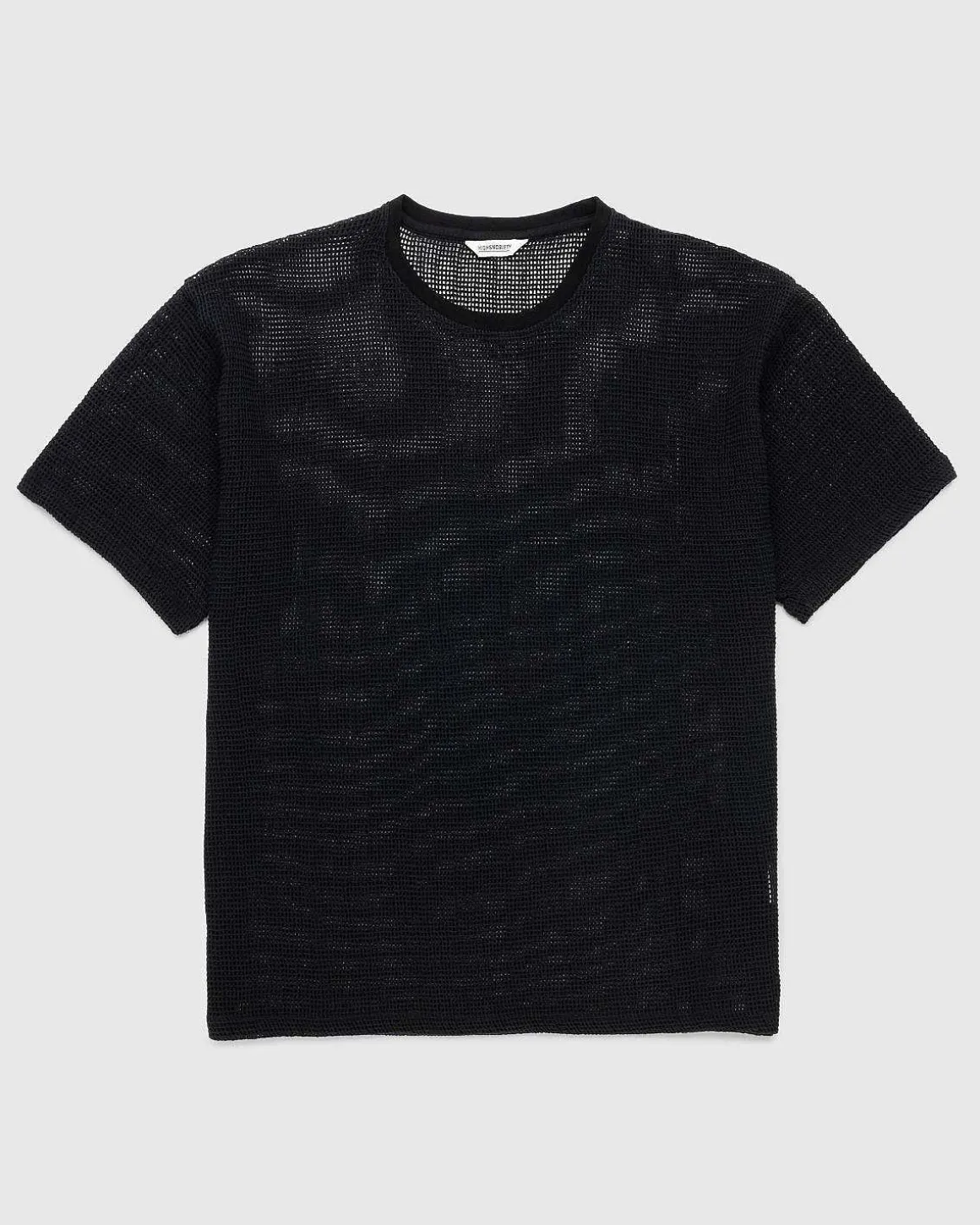 Bomuld Mesh Strik T-Shirt Sort