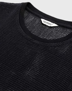Bomuld Mesh Strik T-Shirt Sort