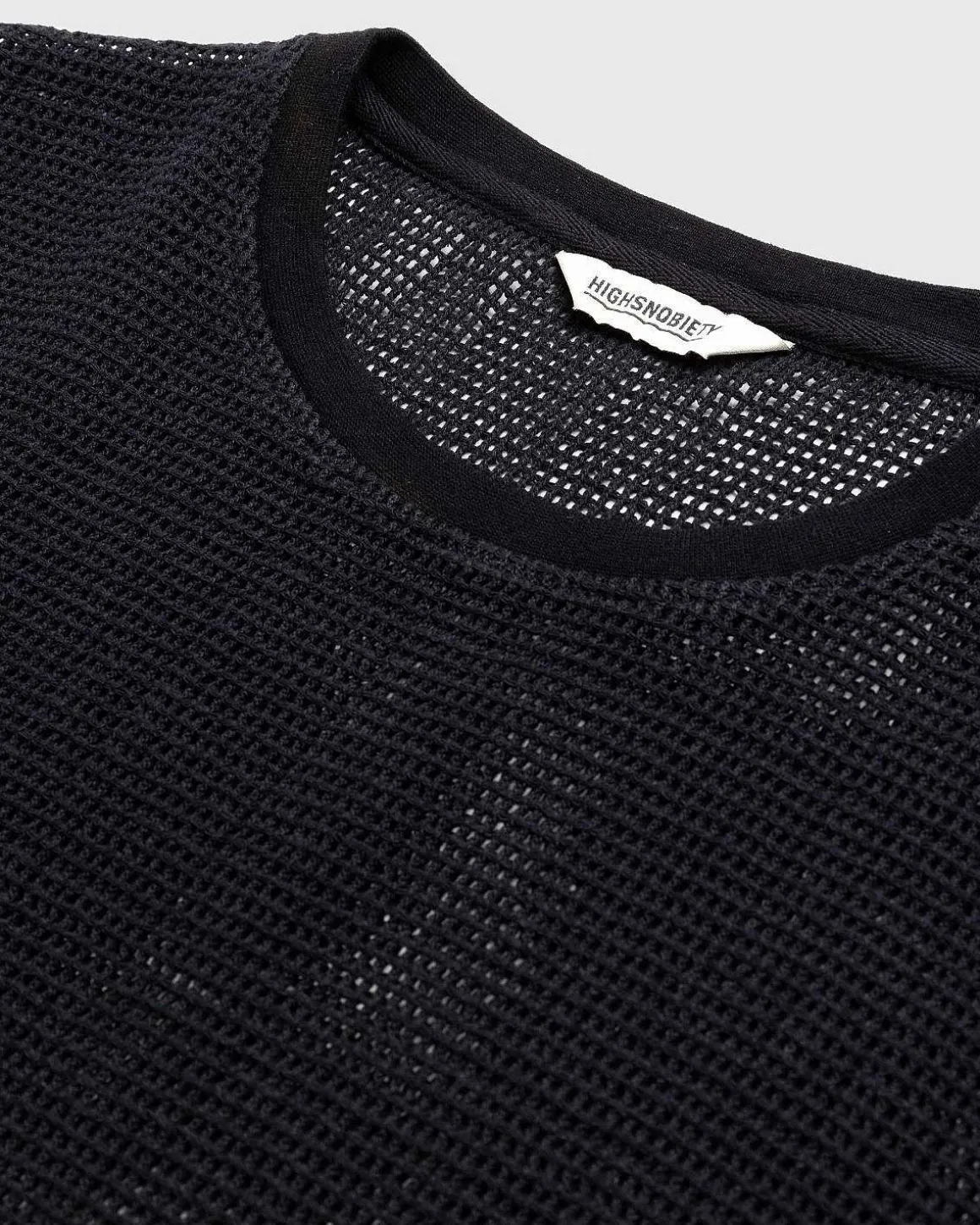 Bomuld Mesh Strik T-Shirt Sort