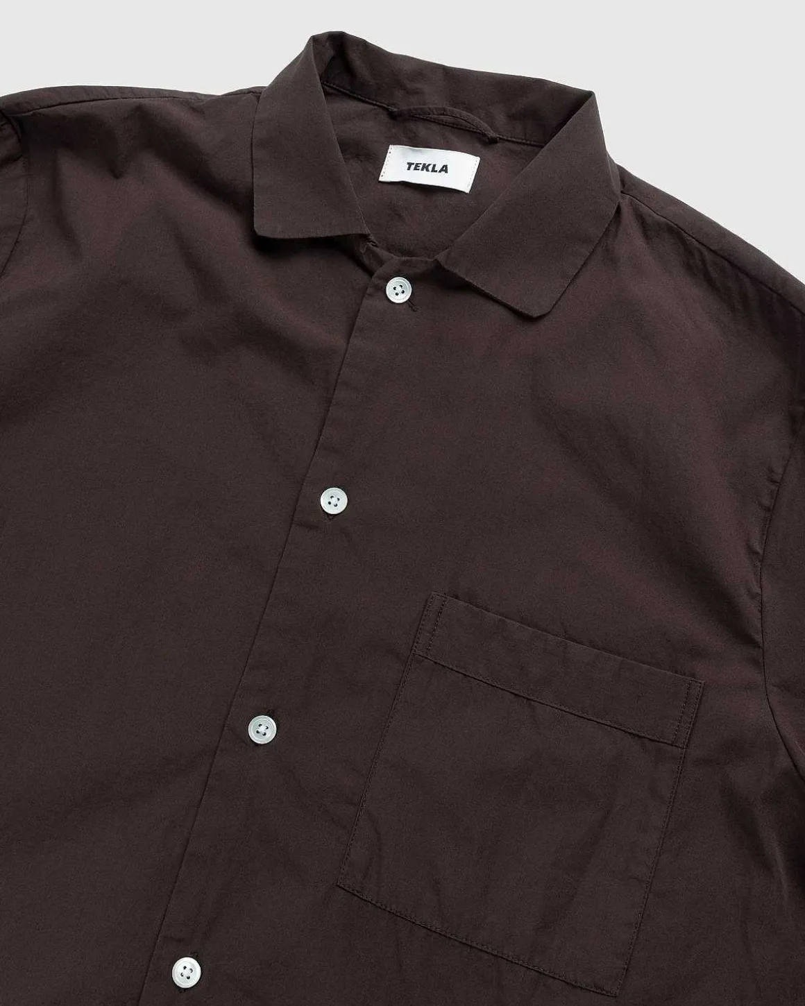 Bomuld Poplin Pyjamas Skjorte Kaffe