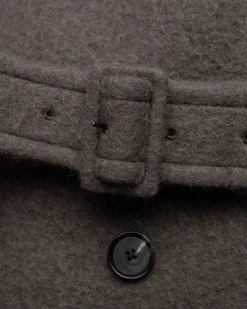 Borstet Alpakauld Melton Trenchcoat Mork Oliven