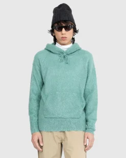 Borstet Mohair Strik Haettetroje Jade Gron