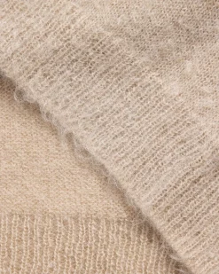 Borstet Mohair Strik Polo Beige