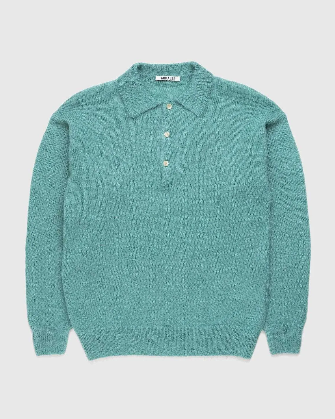 Borstet Mohair Strik Polo Jade Gron