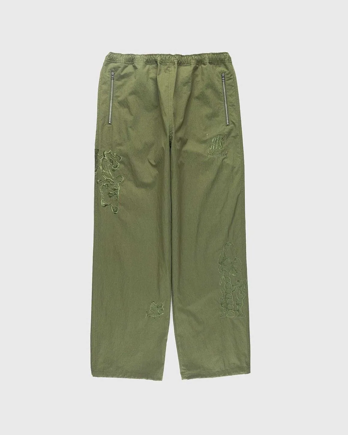 Borstet Nylon Trackpants Gron