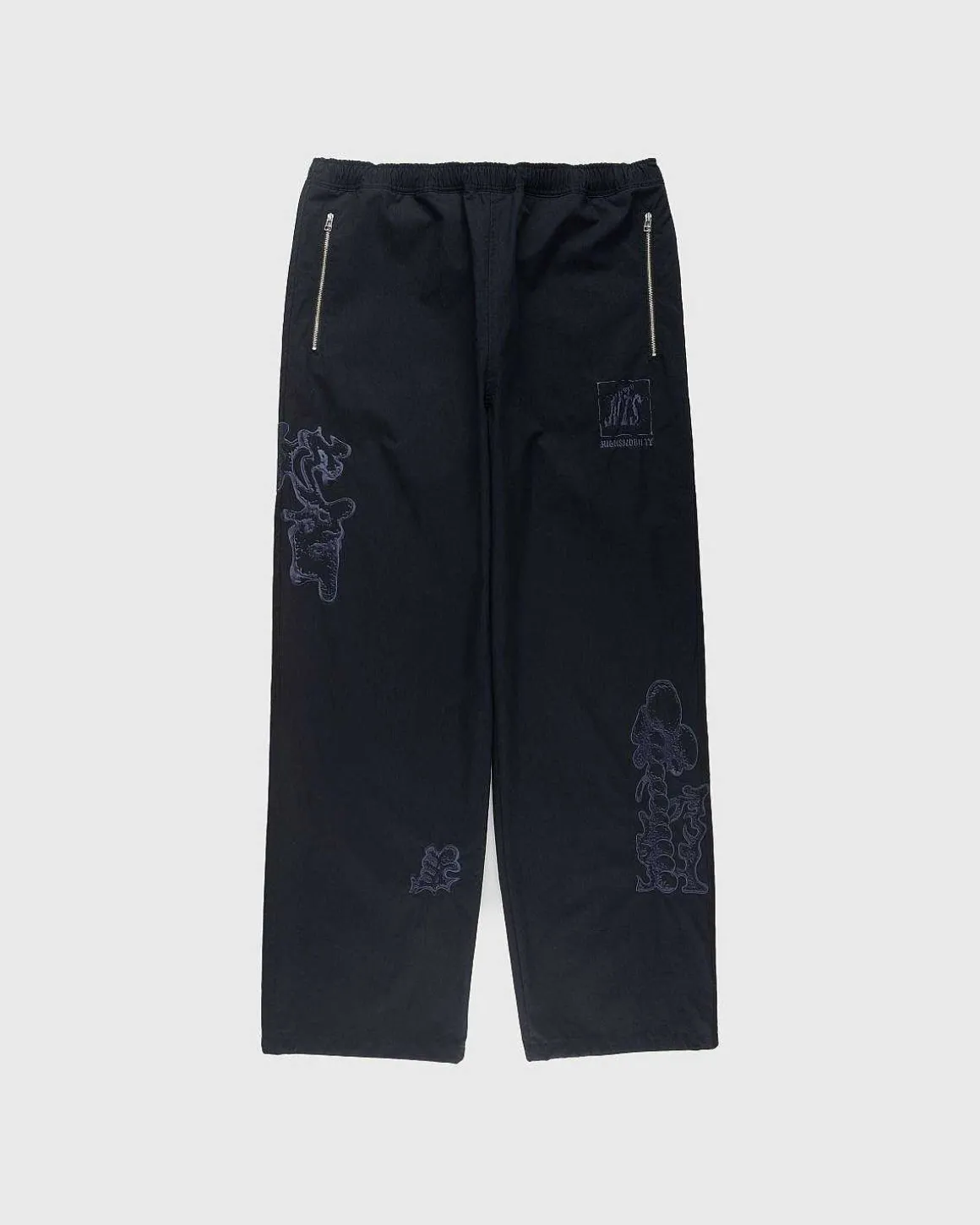 Borstet Nylon Trackpants Navy