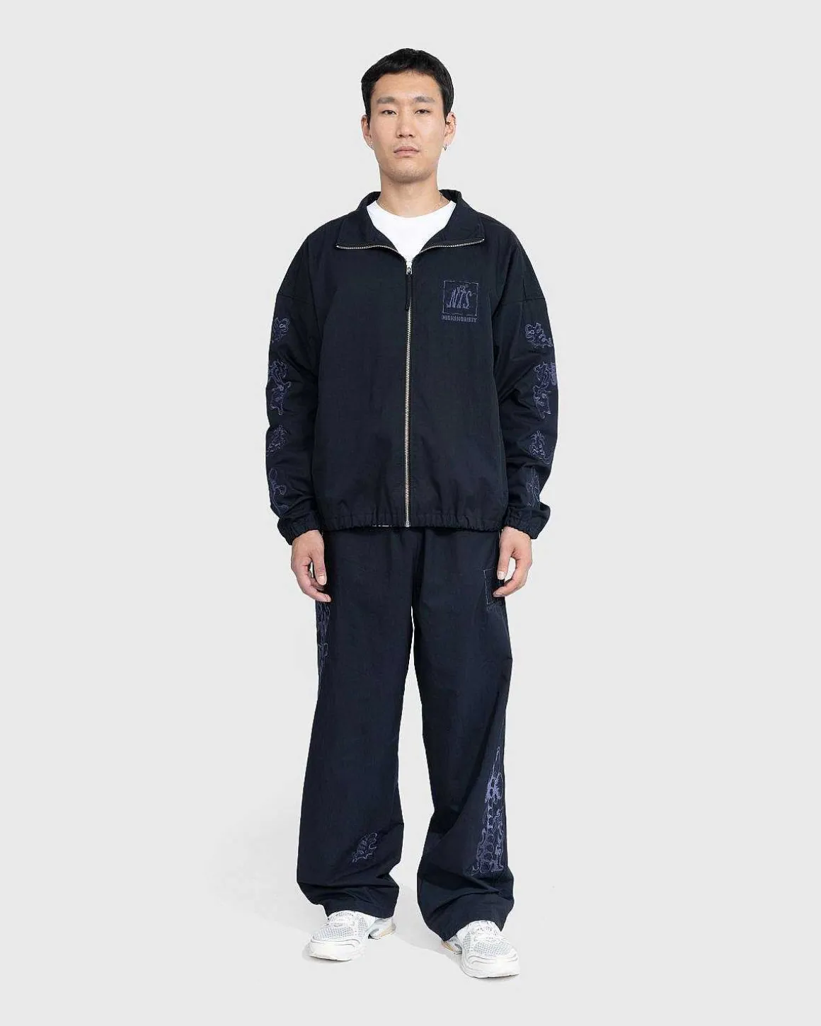 Borstet Nylon Traeningsjakke Navy
