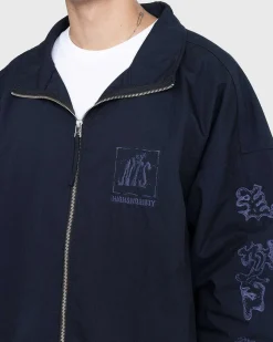 Borstet Nylon Traeningsjakke Navy