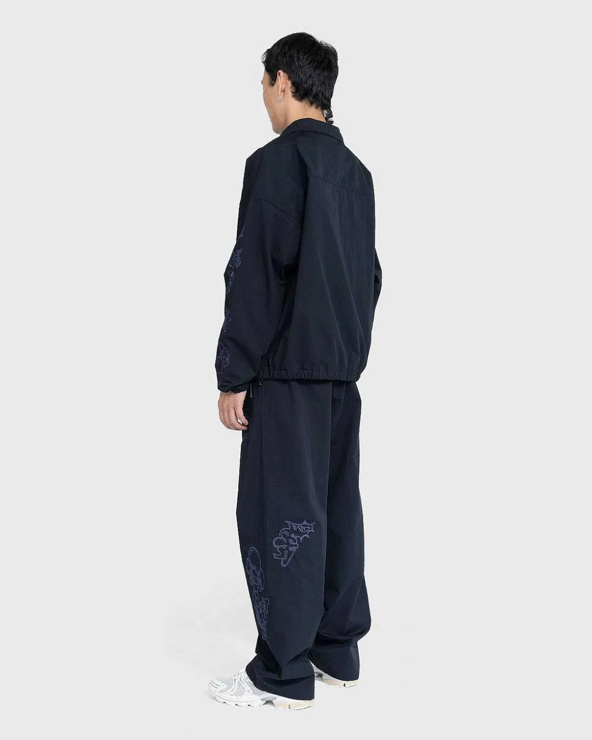 Borstet Nylon Traeningsjakke Navy