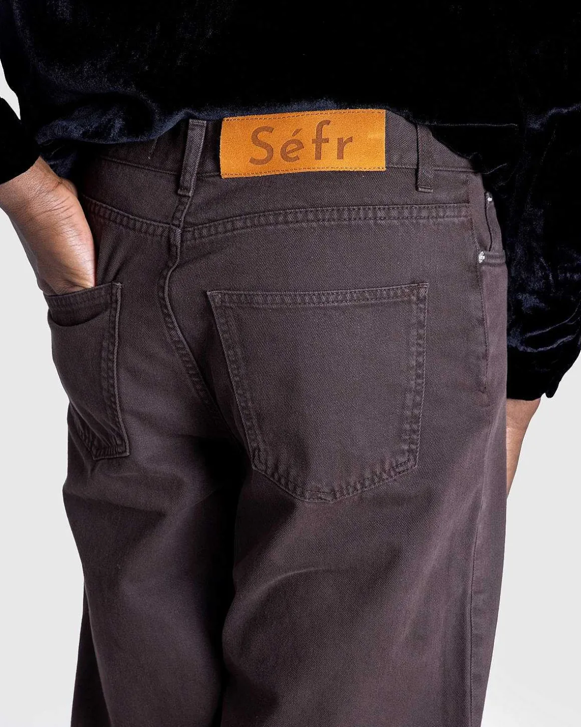 Bred Udskarne Jeans, Vasket Brun