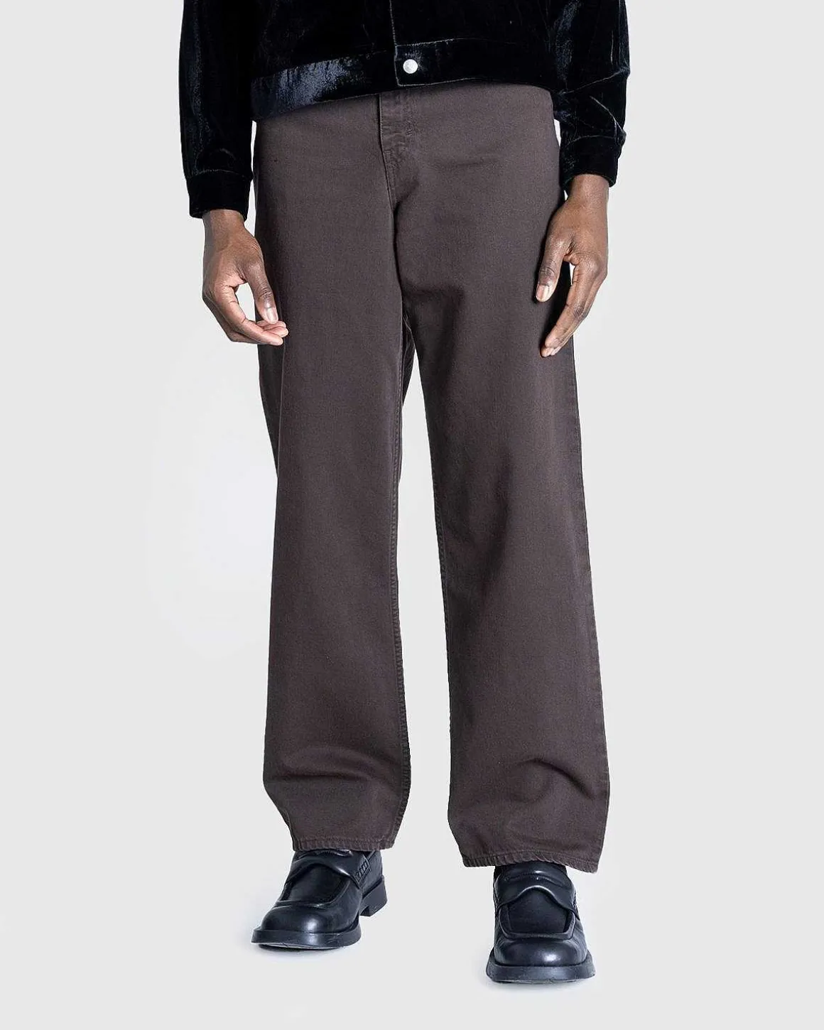 Bred Udskarne Jeans, Vasket Brun