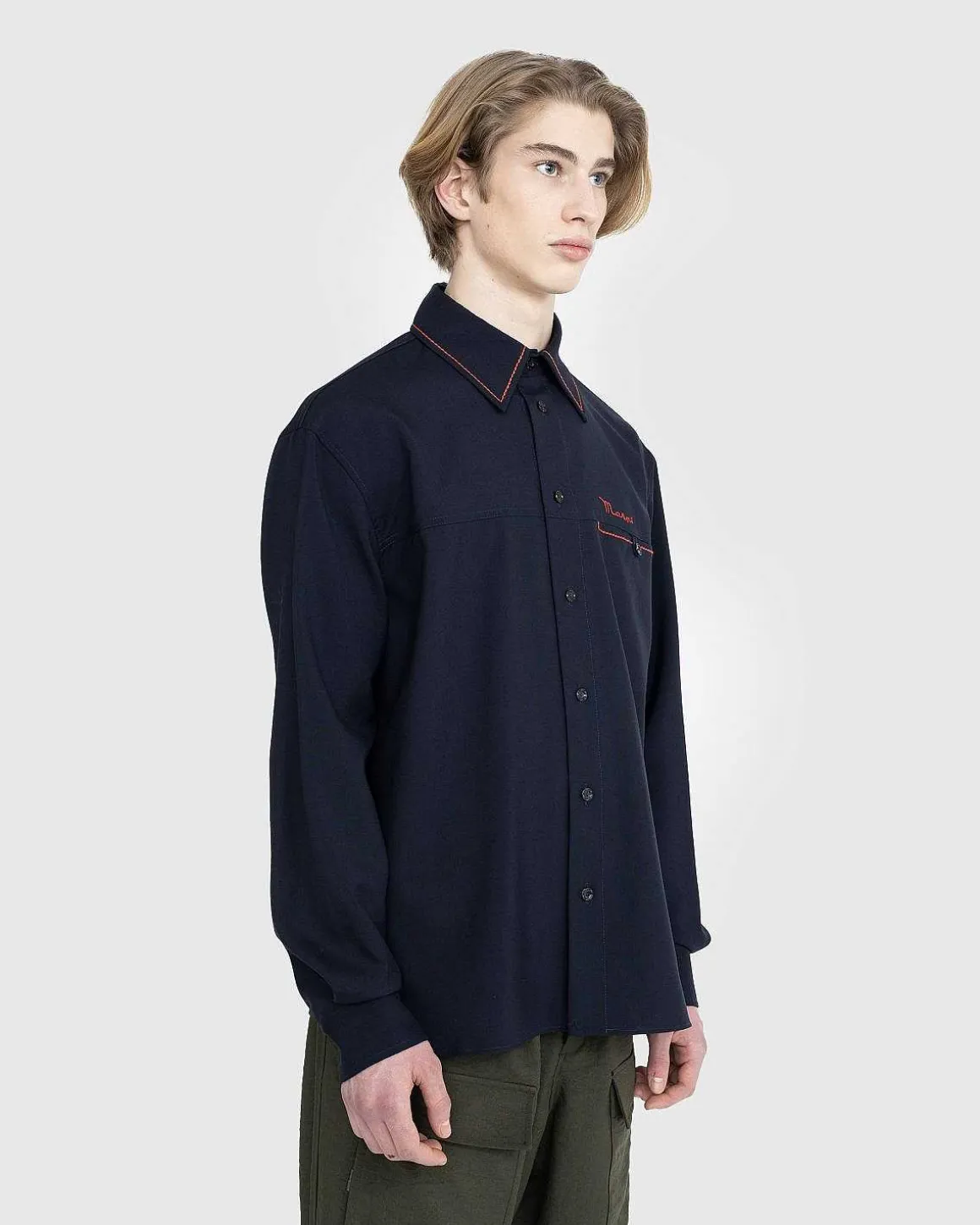 Broderet Virgin Wool Shirt Bla
