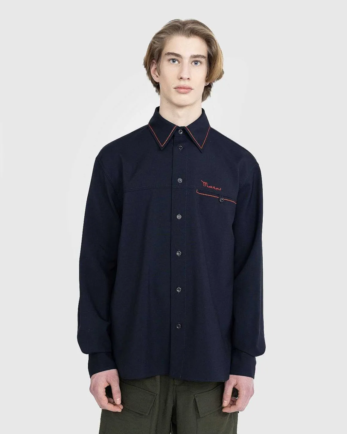 Broderet Virgin Wool Shirt Bla