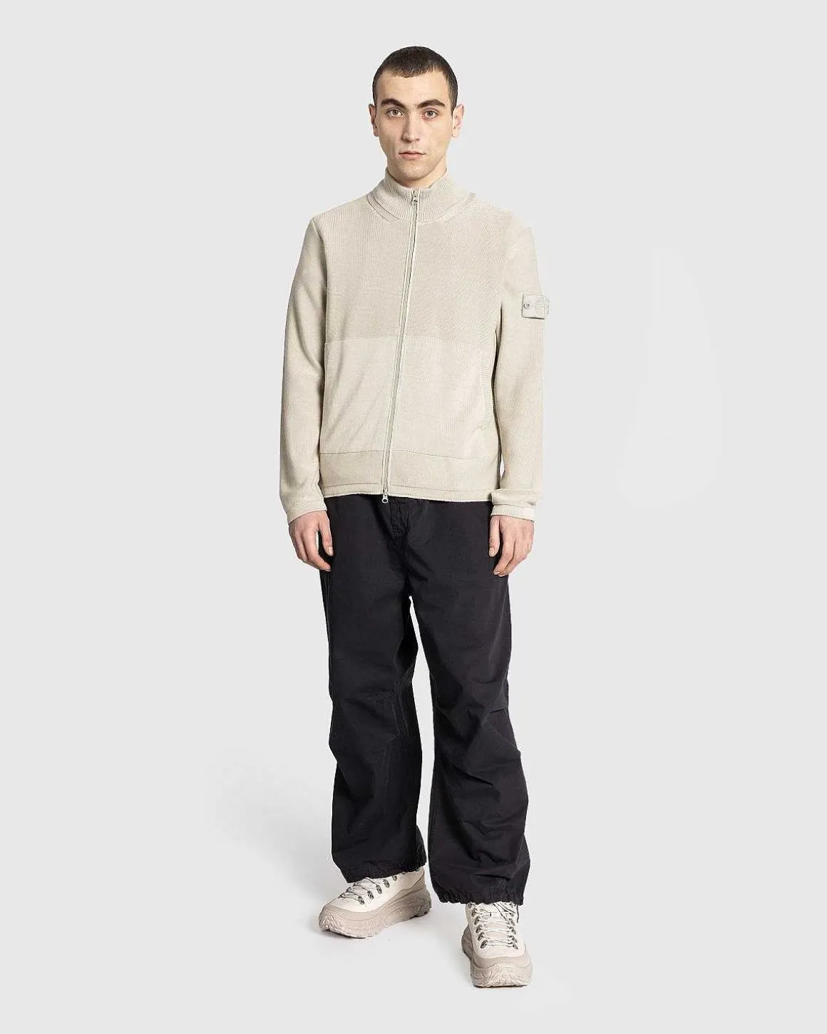 Cardigan Med Halv Lynlas I Beige