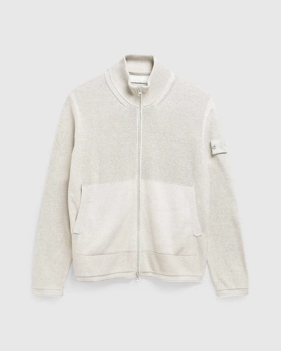 Cardigan Med Halv Lynlas I Beige