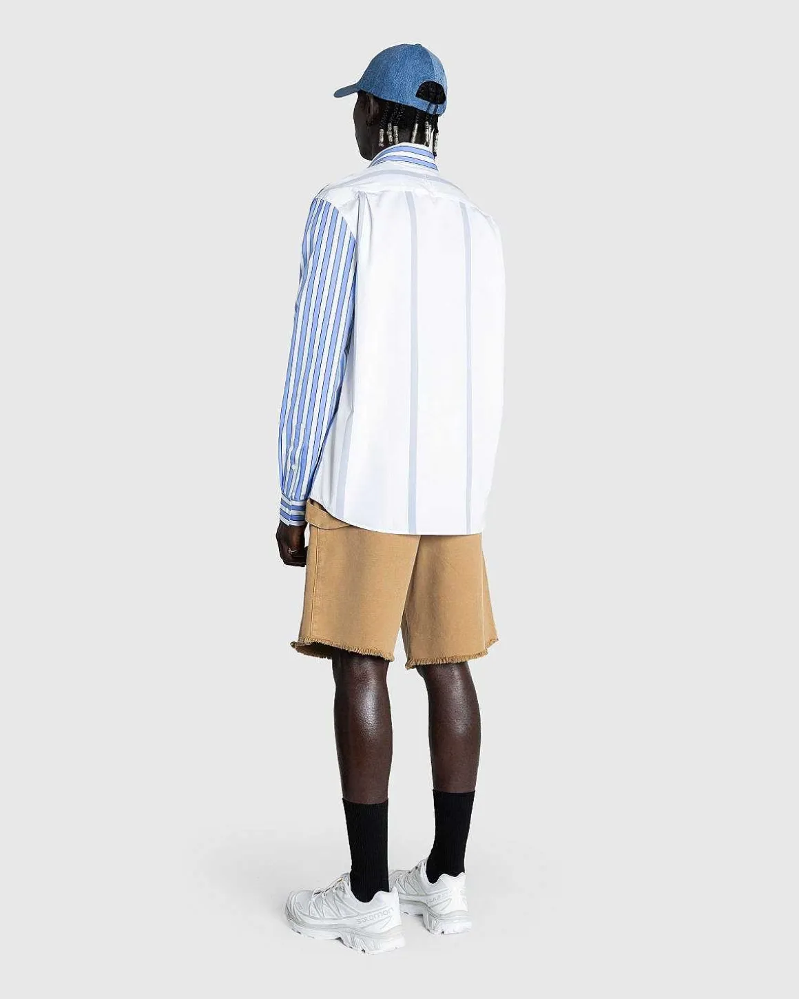 Classic Fit Patchwork Skjorte Bla/Hvid