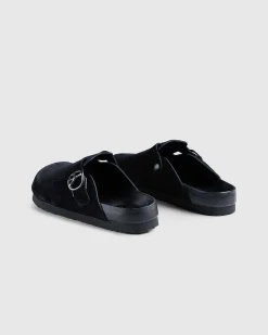 Clog Sandal Suede Laeder Sort