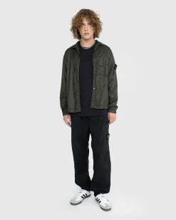 Coated Nylon Overshirt Oliven