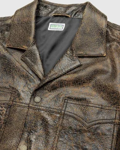 Crackle Laederskjorte Amos Brown Multi