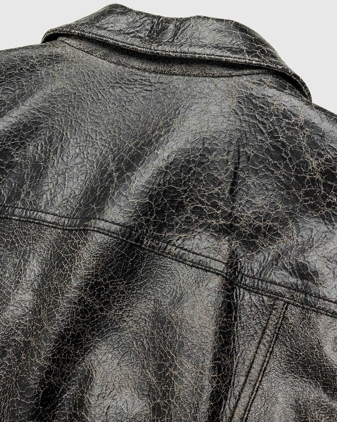 Crackle Laederskjorte Jet Black Multi