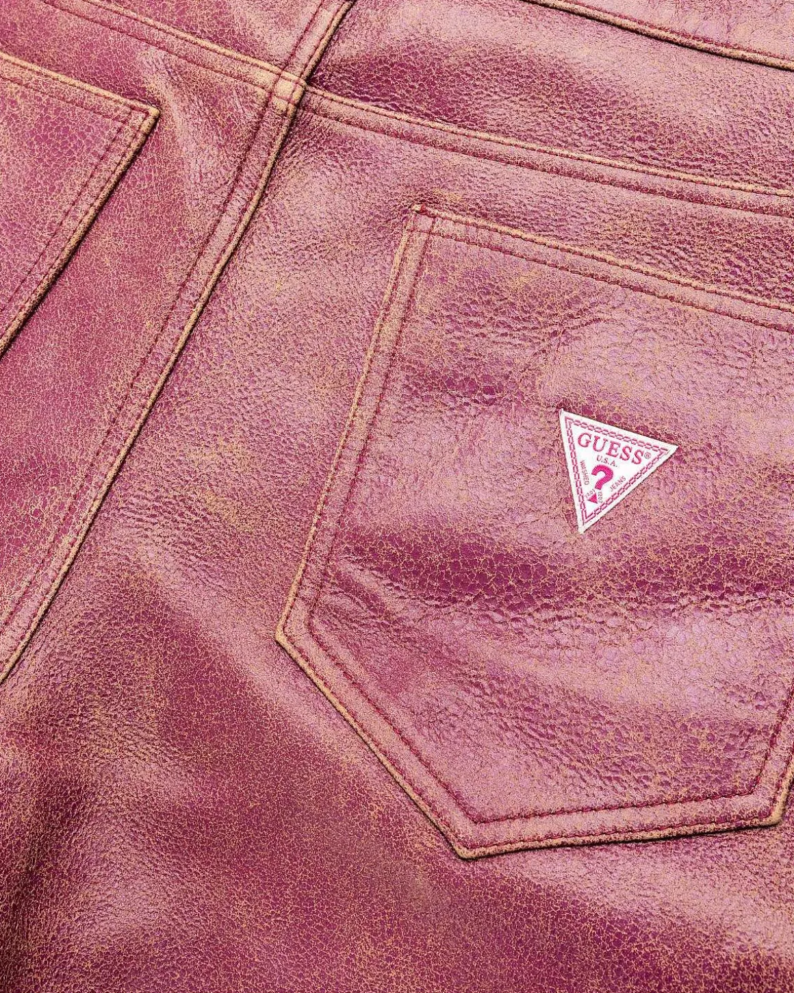 Crackle Leather Short Distressed Damson Multi