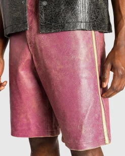 Crackle Leather Short Distressed Damson Multi