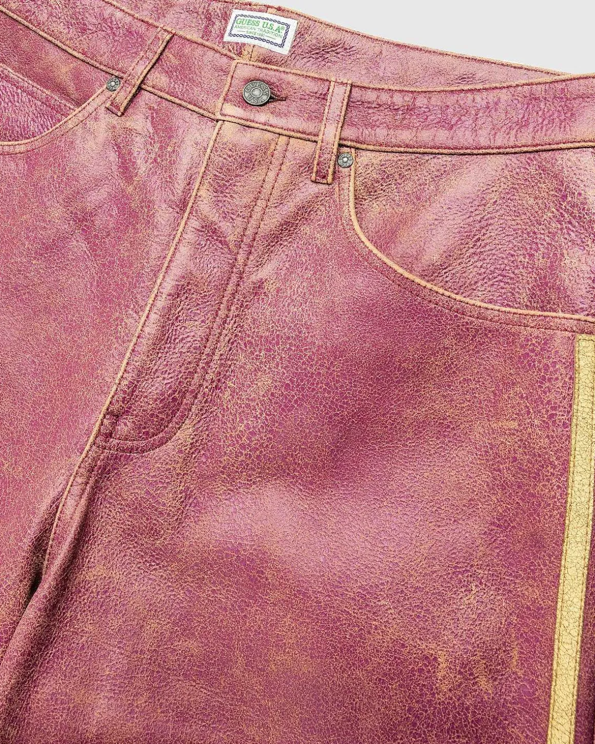 Crackle Leather Short Distressed Damson Multi