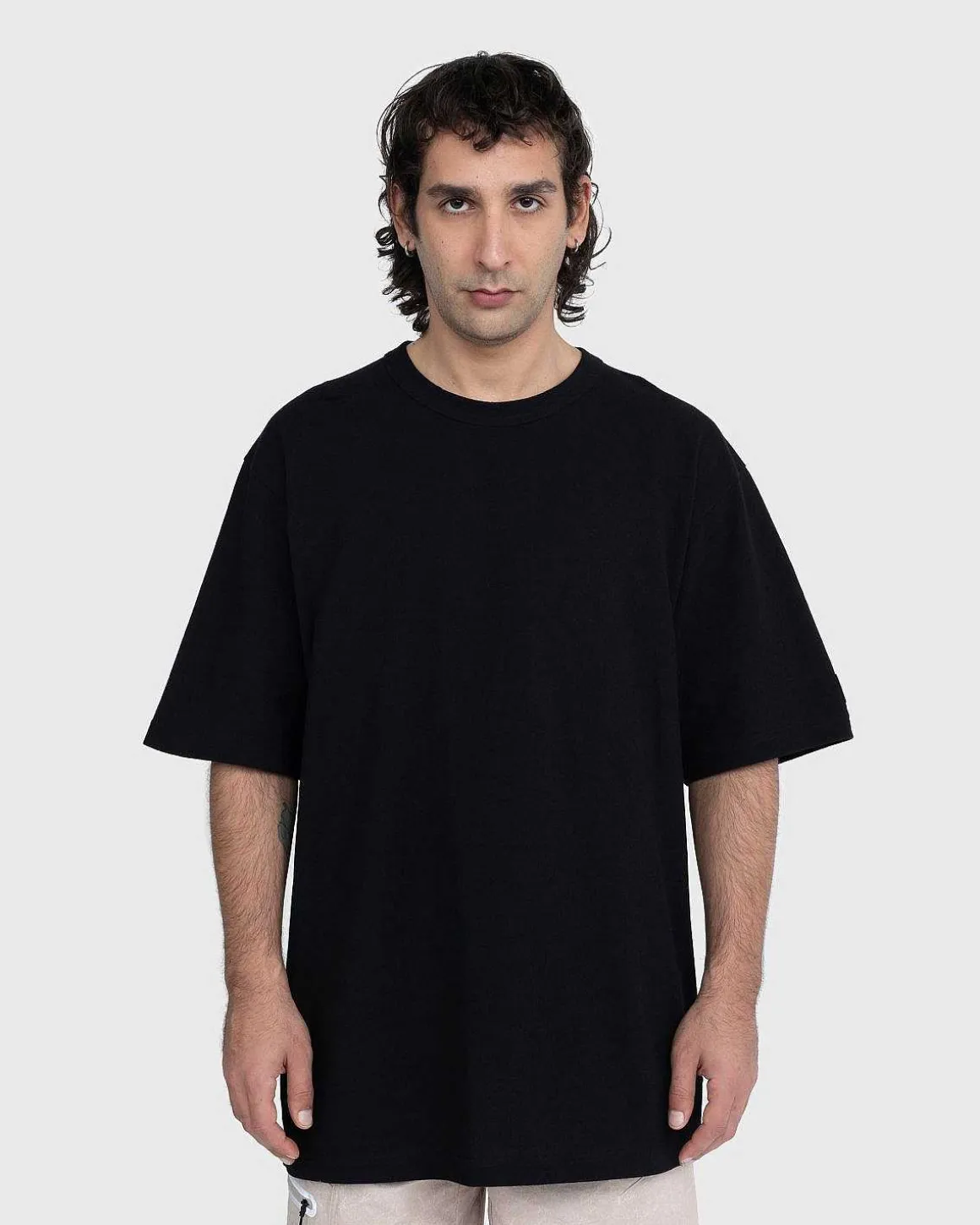 Crepe Kortaermet T-Shirt Sort