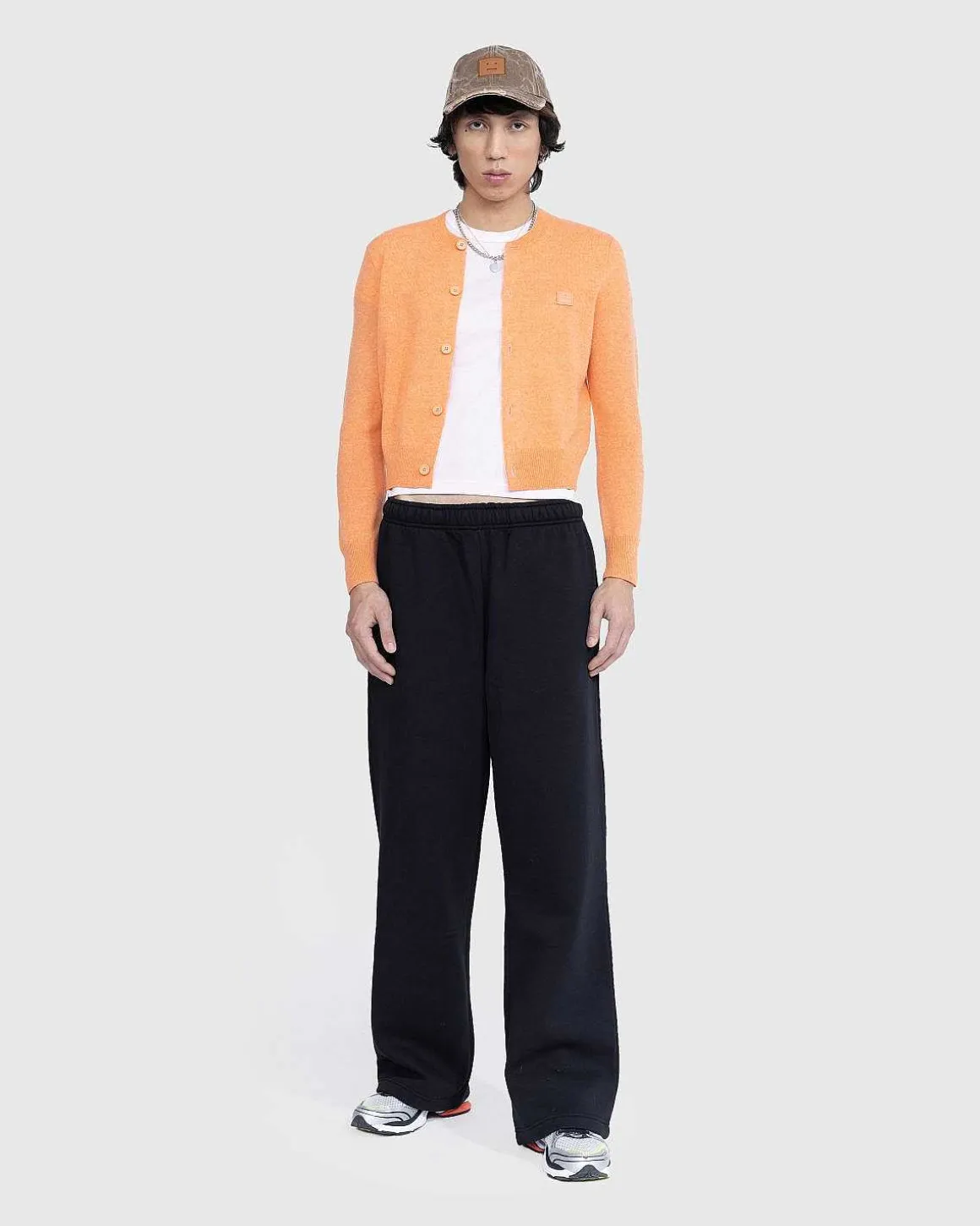 Crewneck Cardigan Mandarin Orange Melange