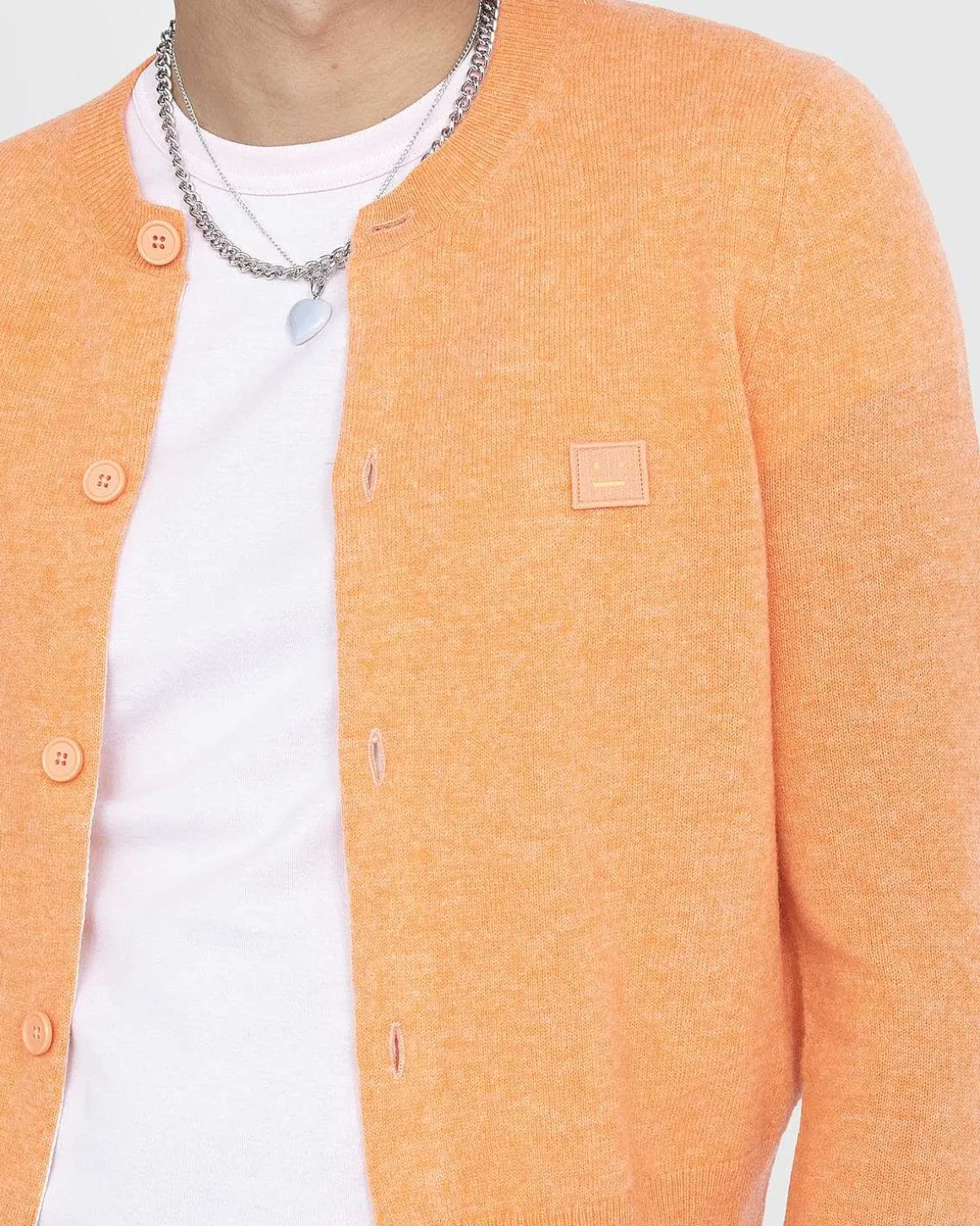 Crewneck Cardigan Mandarin Orange Melange