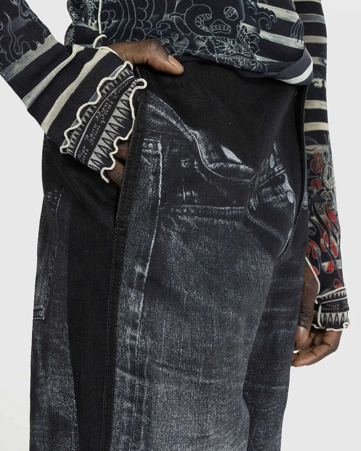Denim Trompe L'Oeil Jeans Sort/Gra