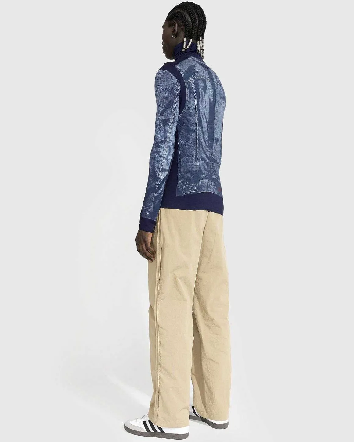 Denim Trompe L'Oeil Langaermet Navy/Bla