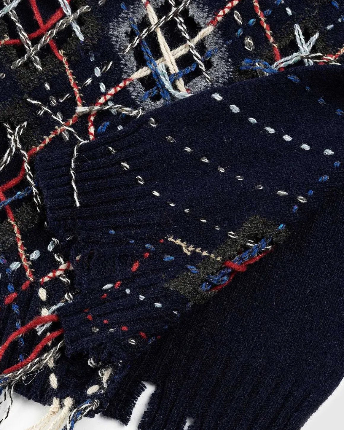 Distressed Wool Crewneck Sweater Multi