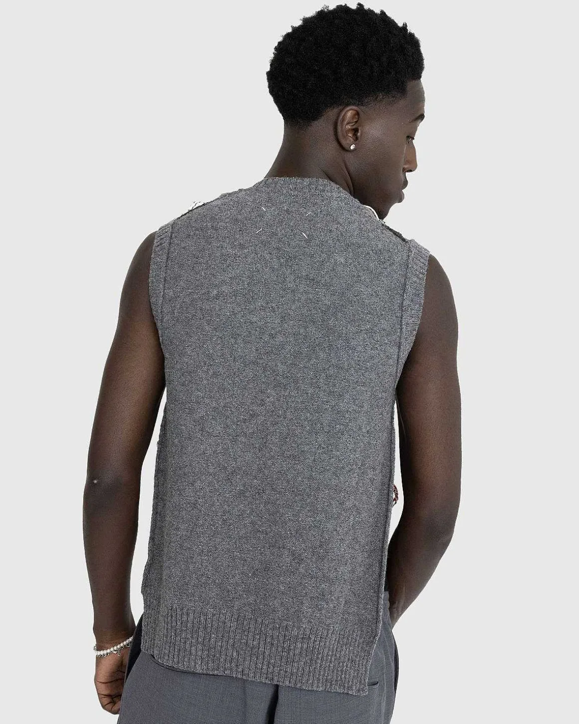 Distressed Wool Sweater Vest Multi