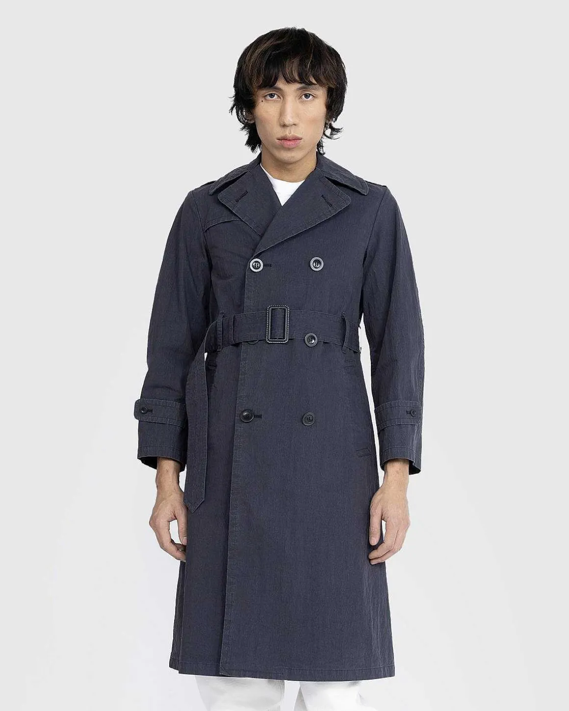 Dobbeltradet Trenchcoat Sort/Vasket